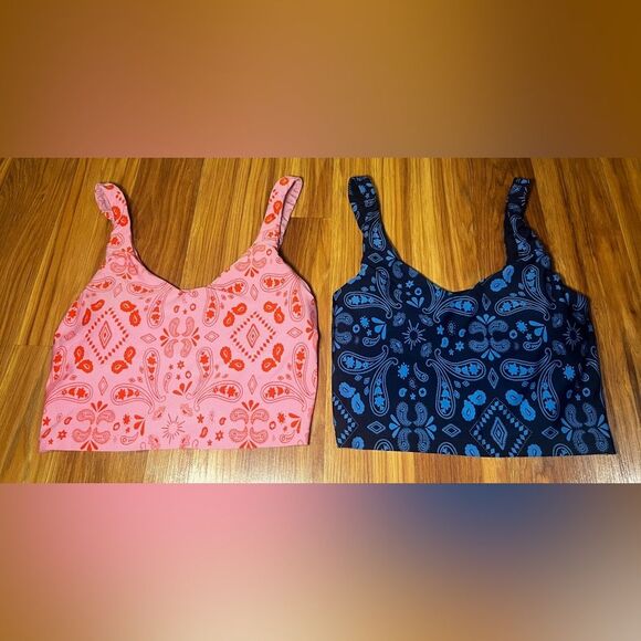 Bundle of 2 Offline Aerie Real Me Low Key Longline Sports Bra Pink Blue Size M - Picture 1 of 10